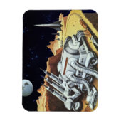 ヴィンテージ サイエンス フィクション、月面の宇宙ステーション マグネット (縦)