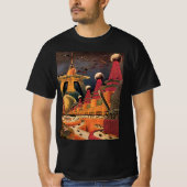 ヴィンテージ サイエンス フィクション 未来都市 空飛ぶクルマ Tシャツ (正面)
