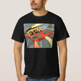ヴィンテージ サイエンス フィクション 未来飛行自動車 Tシャツ