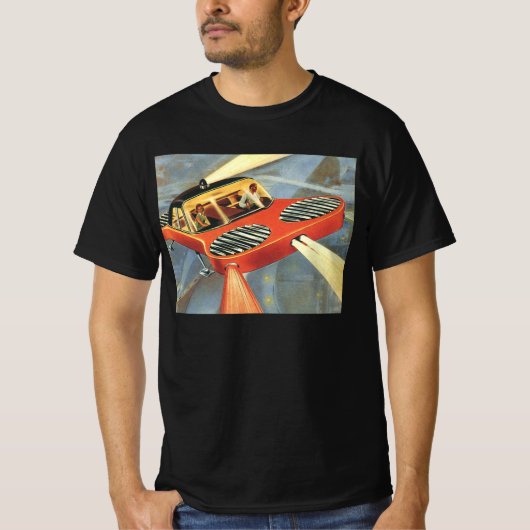 ヴィンテージ サイエンス フィクション 未来飛行自動車 Tシャツ (正面)