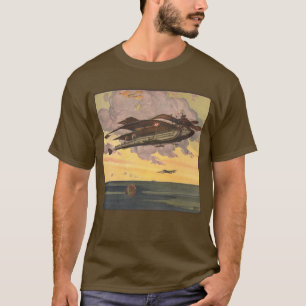 ヴィンテージ サイエンス フィクション 水上機 航空機 船 Tシャツ
