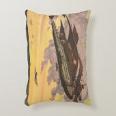 ヴィンテージ サイエンス フィクション 水上飛行機 航空機 船 アクセントクッション (正面(垂直))