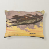 ヴィンテージ サイエンス フィクション 水上飛行機 航空機 船 アクセントクッション (裏面)