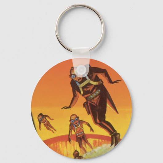 ヴィンテージ サイエンス フィクション、火山の SF エイリアン キーホルダー (正面)