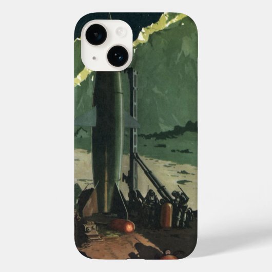 ヴィンテージ サイエンス フィクション、異星でのロケット Case-Mate iPhoneケース (裏面)