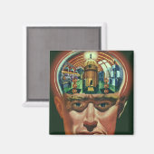 ヴィンテージ サイエンス フィクション、研究所のエイリアンの脳 マグネット (正面/裏面)