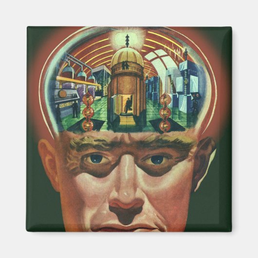 ヴィンテージ サイエンス フィクション、研究所のエイリアンの脳 マグネット (正面)