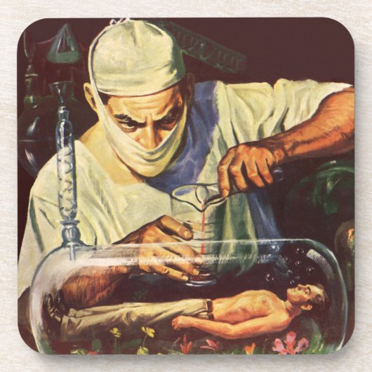 ヴィンテージ サイエンス フィクション、研究所の狂った科学者 コースター (正面)