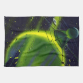 ヴィンテージ サイエンス フィクション 緑の惑星と宇宙船 キッチンタオル (横)