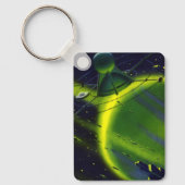 ヴィンテージ サイエンス フィクション 緑の惑星と宇宙船 キーホルダー (正面)