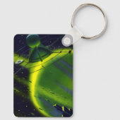 ヴィンテージ サイエンス フィクション 緑の惑星と宇宙船 キーホルダー (裏面)