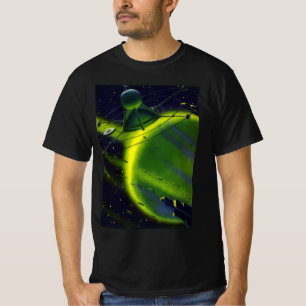 ヴィンテージ サイエンス フィクション 緑の惑星と宇宙船 Tシャツ