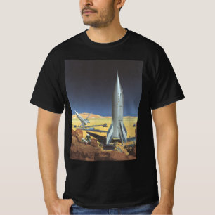 ヴィンテージ サイエンス フィクション 荒廃した惑星とロケット Tシャツ