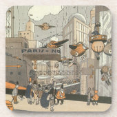 ヴィンテージ サイエンス フィクション 都市パリ スチームパンク コースター (正面)