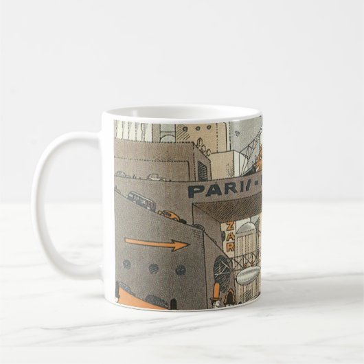 ヴィンテージ サイエンス フィクション 都市パリ、スチームパンク コーヒーマグカップ (左)