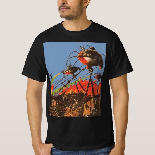 ヴィンテージ サイエンス・フィクション H.G.ウェルズ『宇宙戦争』 Tシャツ (正面)