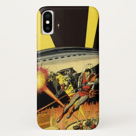 ヴィンテージ サイエンス フィクション UFOからのSci-Fiエイリアン Case-Mate iPhoneケース (裏面)