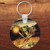 ヴィンテージ サイエンス フィクション、UFO の Sci Fi エイリアン キーホルダー (正面)