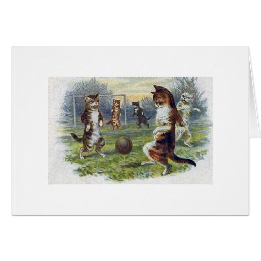 ヴィンテージ-サッカーを遊んでいる猫 (正面横)