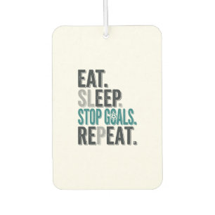 ヴィンテージ サッカー ゴールキーパー Eat Sleep Stop Goals Tシャツ_1 カーエアーフレッシュナー