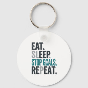 ヴィンテージ サッカー ゴールキーパー Eat Sleep Stop Goals Tシャツ_1 キーホルダー