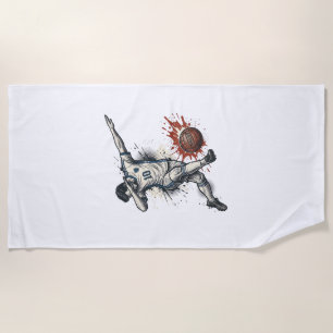 ヴィンテージ サッカー ダブ プレイヤー グラフィック Tシャツ デザイン 1 ビーチタオル