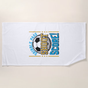 ヴィンテージ サッカー ドリブル パス シュート ゴール Tシャツ デザイン ビーチタオル