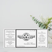 ヴィンテージ サッカー フィールド パス ブラック & ホワイト 招待状 (スタンド正面)