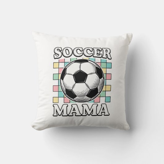 ヴィンテージ サッカー ママ 彫刻 Tシャツ デザイン 1 クッション (正面)