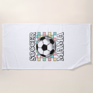 ヴィンテージ サッカー ママ 彫刻 Tシャツ デザイン 1 ビーチタオル