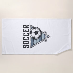 ヴィンテージ サッカー 三角バッジ Tシャツ デザイン (2 ビーチタオル