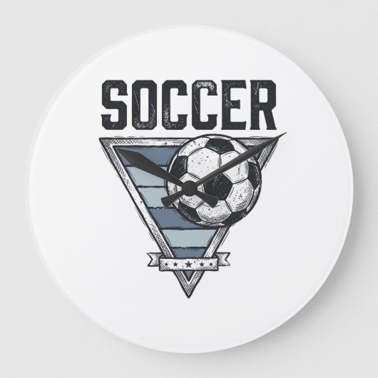 ヴィンテージ サッカー 三角バッジ Tシャツ デザイン (2 ラージ壁時計 (正面)