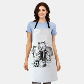 ヴィンテージ サッカー 猫 彫刻 Tシャツ デザイン 1 エプロン (着用した状態)
