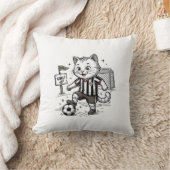 ヴィンテージ サッカー 猫 彫刻 Tシャツ デザイン 1 クッション (ブランケット)