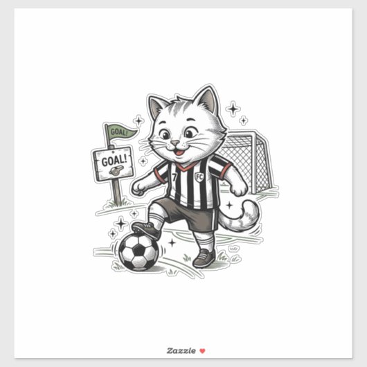 ヴィンテージ サッカー 猫 彫刻 Tシャツ デザイン 1 シール (シート)