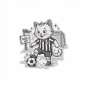 ヴィンテージ サッカー 猫 彫刻 Tシャツ デザイン 1 シール (正面)