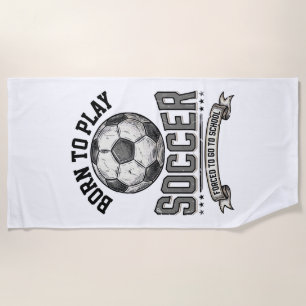 ヴィンテージ サッカー 誕生からプレーする 学校Tシャツ デザイン 1 ビーチタオル