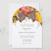 ヴィンテージ サニー イエロー エレガンス レッド & イエロー フローラル 招待状 (正面)