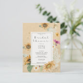 ヴィンテージ サマー 向日葵 イエロー シャワーの招待状 ポストカード (スタンド正面)