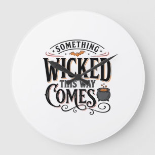 ヴィンテージ・サムシングウィキッド・ハロウィンTシャツデザイン_1 ラージ壁時計