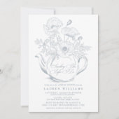 ヴィンテージ サムシング ブルー ブライダル ティー ブライダル シャワー 招待状 (正面)