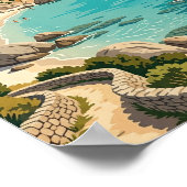 ヴィンテージ サルデーニャ島 イタリア 地中海の風景 ポスター (角)