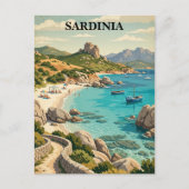 ヴィンテージ サルデーニャ島 イタリア 地中海の風景 ポストカード (正面)