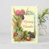 ヴィンテージ　サンクスギビング　カラフル　フルーツ＆フラワーズ 招待状 (スタンド正面)