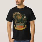 ヴィンテージ・サンクスギビング・ターキー、ワシ、アメリカ国旗 Tシャツ (正面)