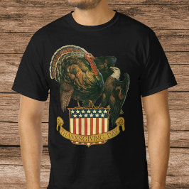 ヴィンテージ・サンクスギビング・ターキー、ワシ、アメリカ国旗 Tシャツ