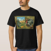 ヴィンテージ・サンクスギビング、農場の七面鳥 Tシャツ (正面)