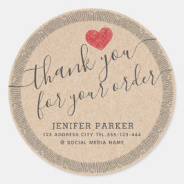 ヴィンテージ サンクス スクリプト 赤ハート クラシック ラウンド s ラウンドシール