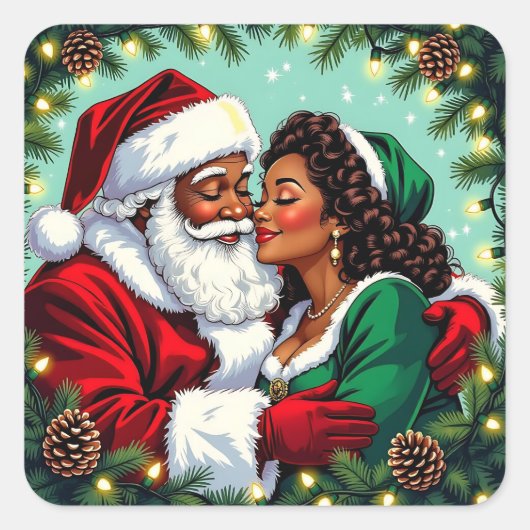 ヴィンテージ サンタとクラウスのクリスマス スクエアシール (正面)