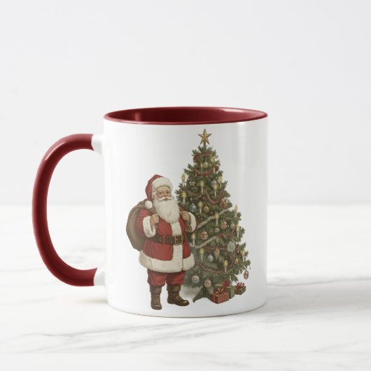 ヴィンテージ サンタとクリスマスツリー マグカップ (左)